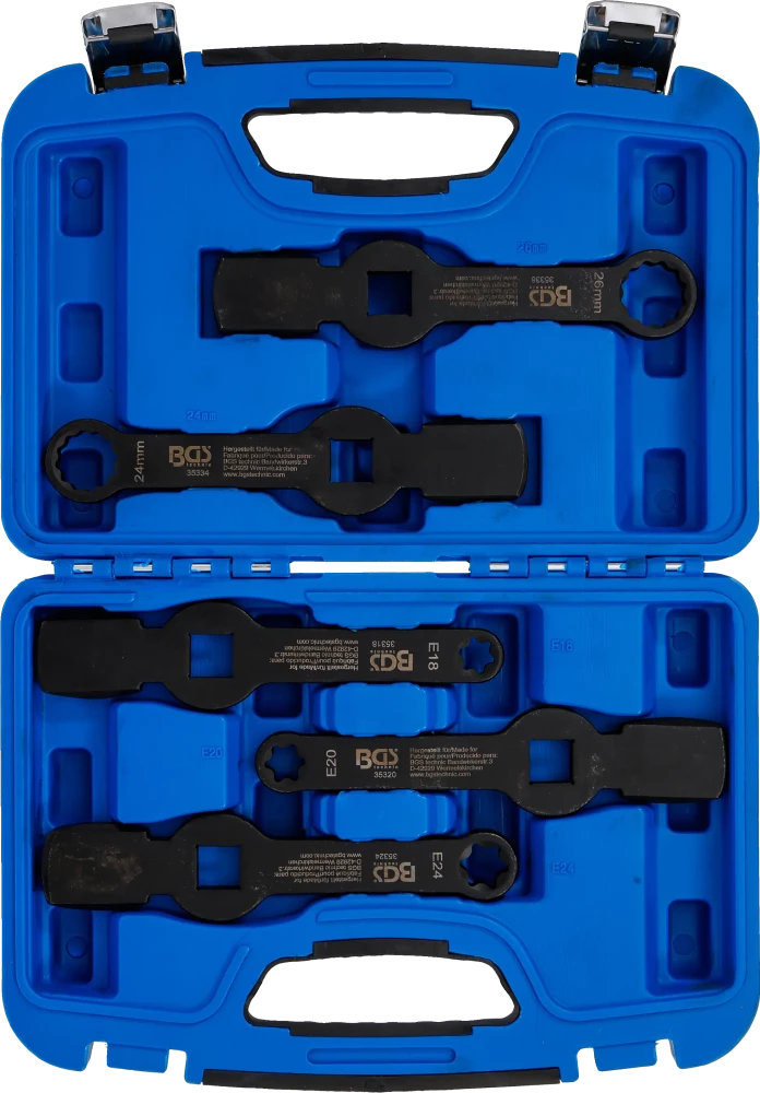 Conjunto de chaves de luneta de impacto | Bihexagonal / Perfil em E (para Torx) | 5 peças