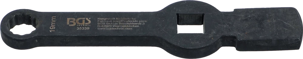 Chave de anel de impacto | Doze lados | com 2 zonas de impacto | 19 mm