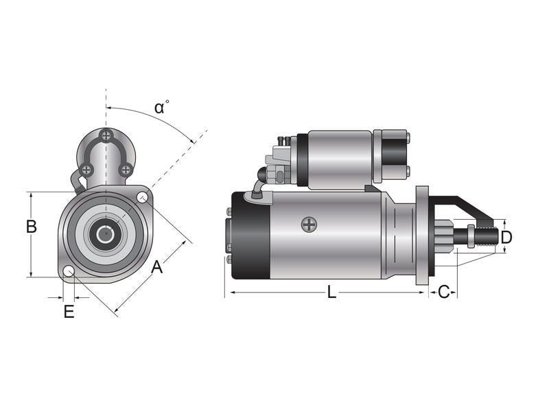 Motor de Arranque - 12V, 3.2 Quilowatts, Engrenagem redutora (Mahle) (S.36196)