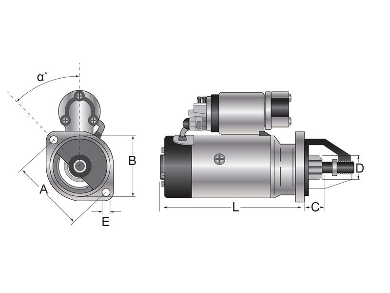Motor de Arranque - 12V, 3 Quilowatts, Engrenagem redutora (Mahle) (S.36207)