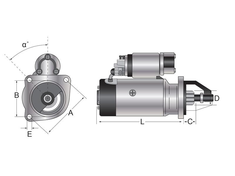 Motor de Arranque - 12V, 3.2 Quilowatts, Engrenagem redutora (Mahle) (S.36213)