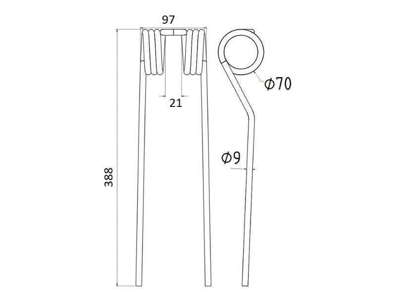 Mola Comp:386mm, Larg:95mm, Ø9mm - para Fella Aplicavel em: 488072 (S.38346)