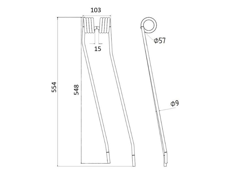 Mola Comp:554mm, Larg:103mm, Ø9mm - para Fella Aplicavel em: 491774 (S.38353)