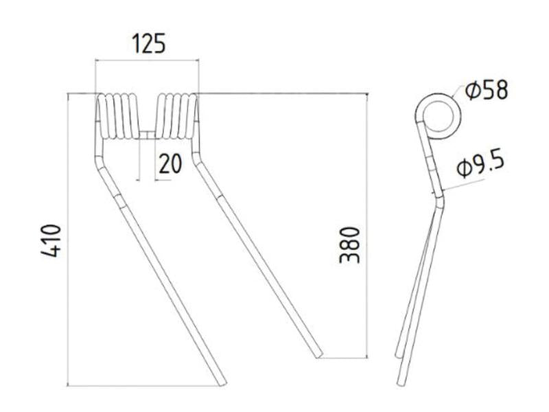 Mola - Dt. - Comp:410mm, Larg:125mm, Ø9.5mm - para Galfre, Niemeyer Aplicavel em: 600038 (S.38384)