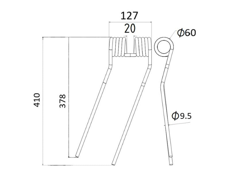 Mola - Dt. - Comp:410mm, Larg:127mm, Ø9.5mm - para Galfre, Niemeyer Aplicavel em: 600056 (S.38387)