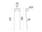 Mola - Esq. - Comp:410mm, Larg:115mm, Ø9mm - para PZ, Vicon Aplicavel em: PZ339 (S.38426)