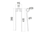 Mola - Dt. - Comp:410mm, Larg:115mm, Ø9mm - para PZ, Vicon Aplicavel em: PZ340 (S.38427)