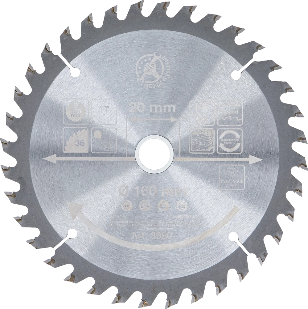 Lâmina de serra circular de carboneto | Ø 160 x 20 x 2,4 mm | 36 dentes