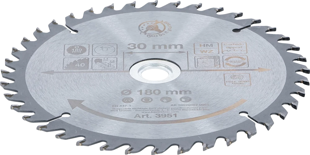 Lâmina de serra circular de carboneto | Ø 180 x 30 x 2,5 mm | 40 dentes
