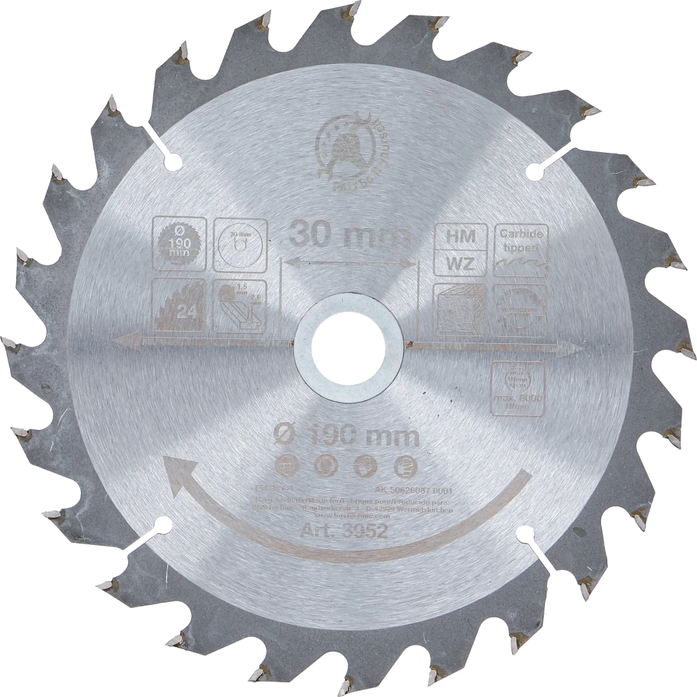 Lâmina de serra circular de carboneto | Ø 190 x 30 x 2,5 mm | 24 dentes