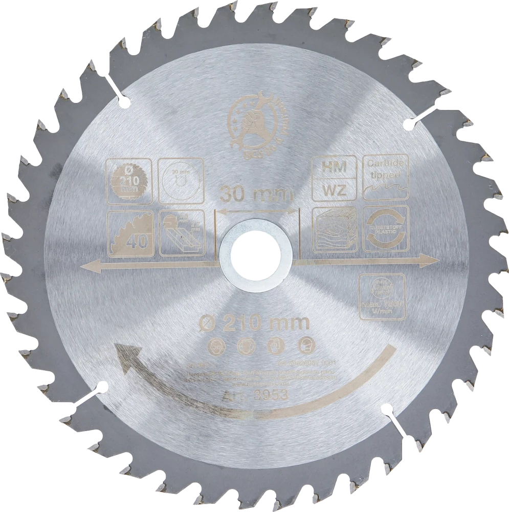 Lâmina de serra circular de carboneto | Ø 210 x 30 x 2,6 mm | 40 dentes