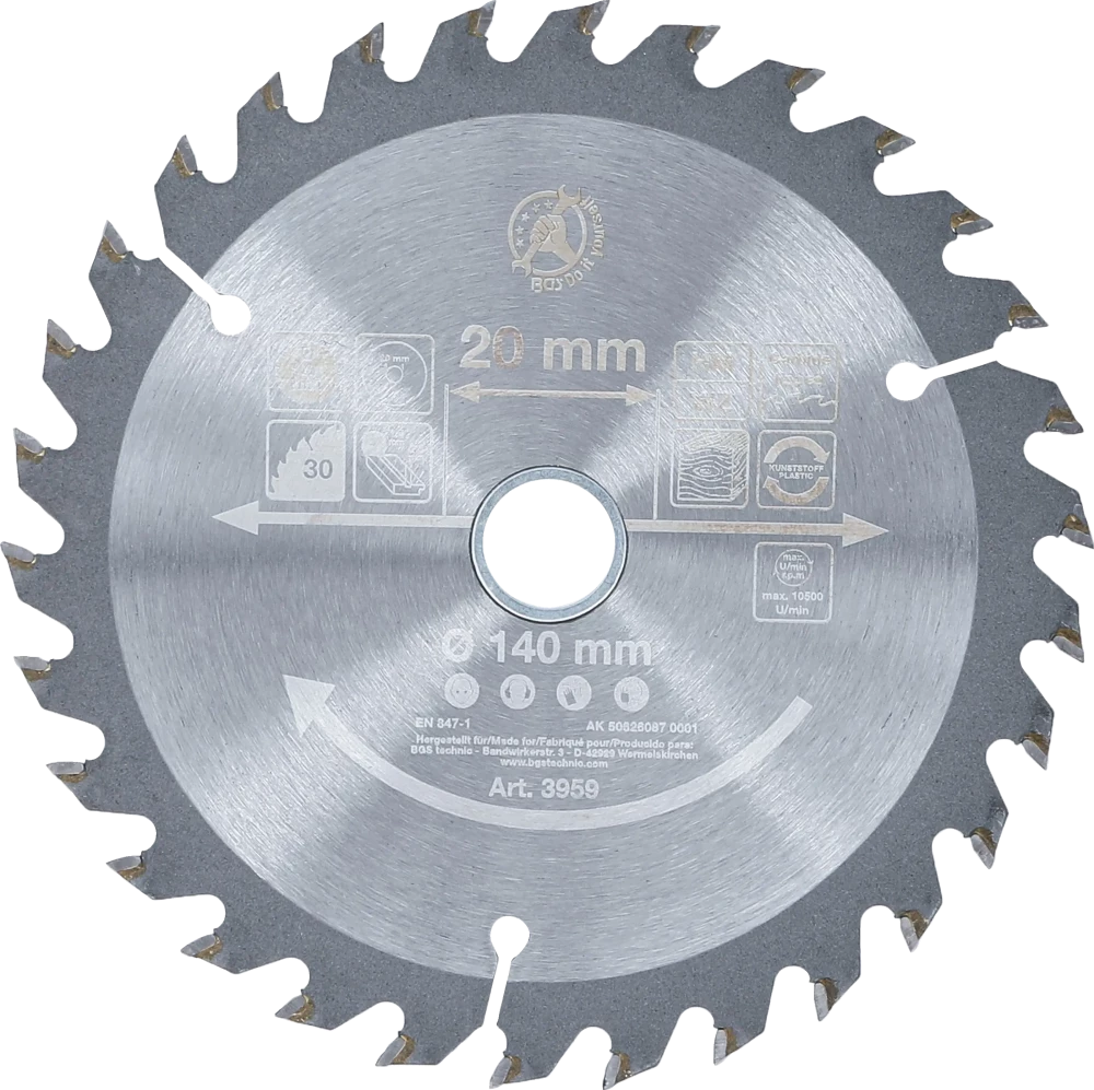 Lâmina de serra circular de carboneto | Ø 140 x 20 x 2,3 mm | 30 dentes