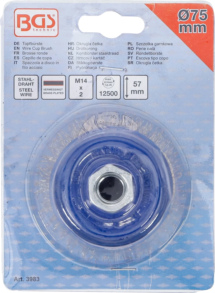 Escova tipo copo | admissão M14 x 2,0 | Ø 75 x 57 mm