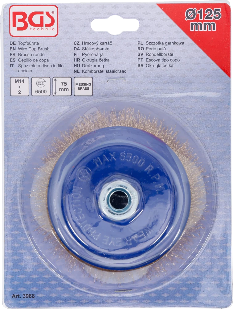 Escova tipo copo | admissão M14 x 2,0 | Ø 125 x 75 mm