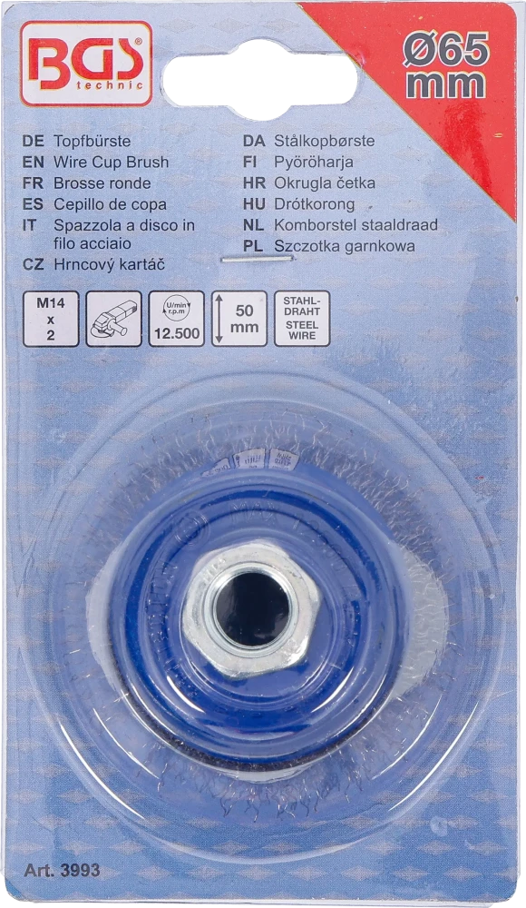 Escova tipo copo | admissão M14 x 2,0 | Ø 65 x 50 mm