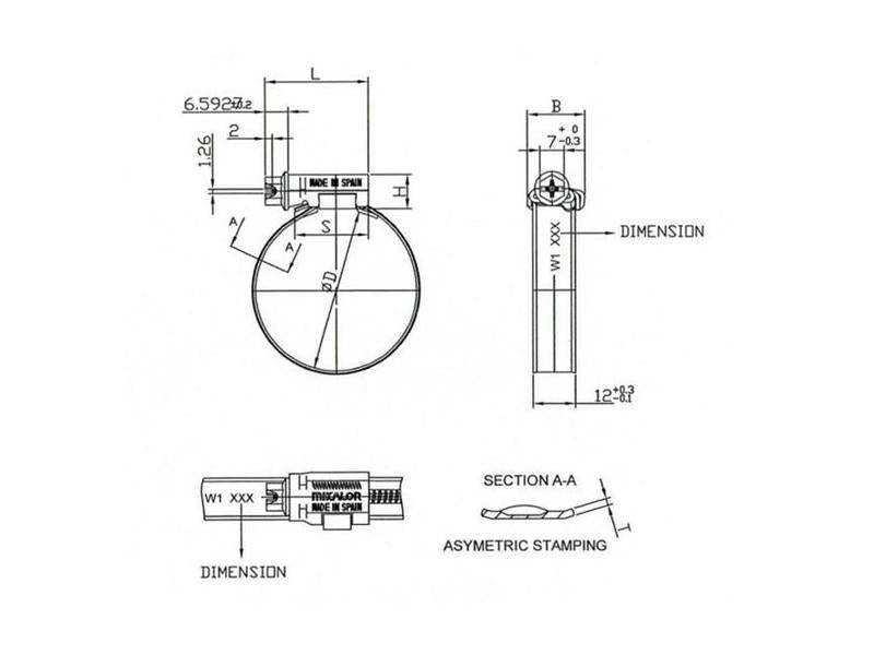 Abraçadeira, Diâmetro minimo50mm, Diâmetro máximo70mm (S.4439)