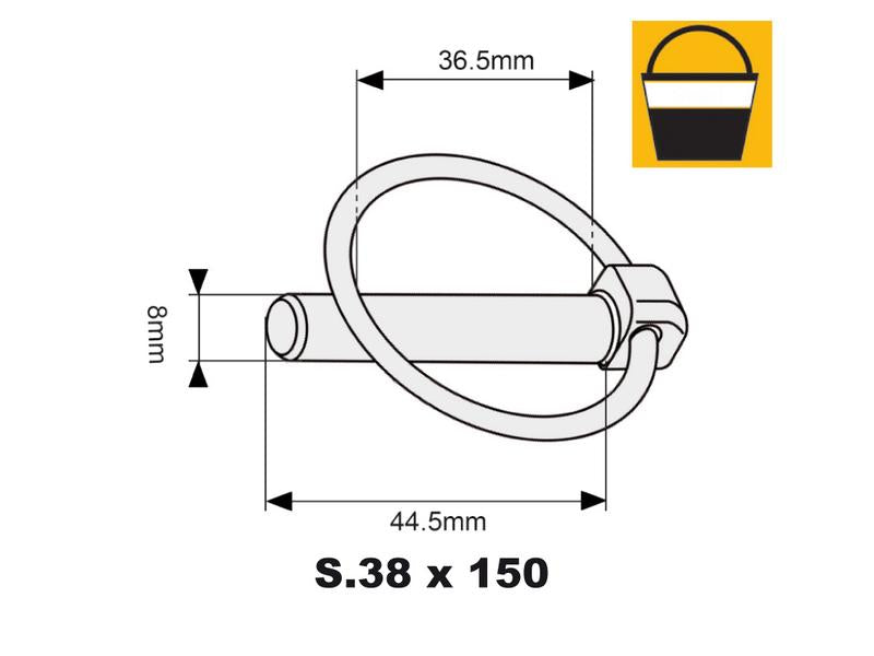 Balde pequeno 150 un. Cavilha de mola 8mm x 44.5mm (S.48)