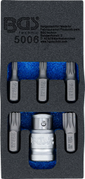 Conjunto de pontas para chave de fendas | Entrada de sextavado externo 10 mm (3/8") | Dente interno polivalente (para XZN) | 6 peças