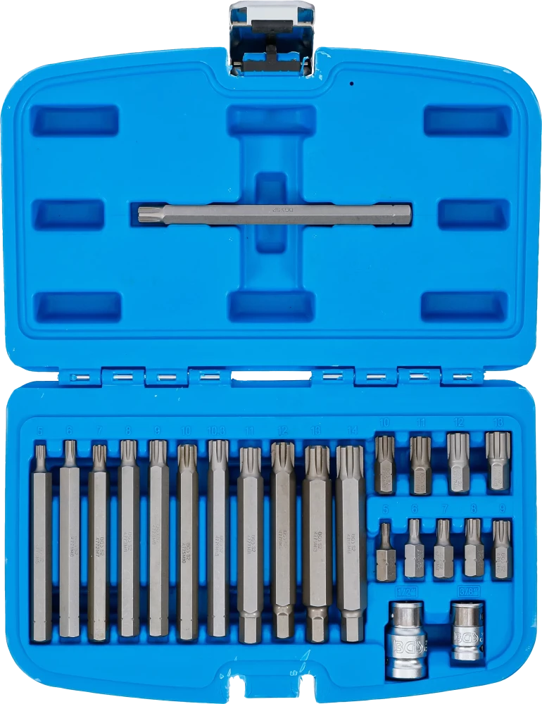 Conjunto de pontas | Entrada de sextavado externo 10 mm (3/8") | Perfil da cunha (para RIBE) | 22 peças