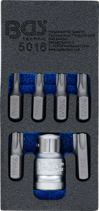 Conjunto de pontas para chave de fendas | Entrada de sextavado externo 10 mm (3/8") | Perfil T (para Torx) | 7 peças