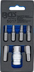 Conjunto de pontas para chave de fendas | Entrada de sextavado externo 10 mm (3/8") | Hexágono interno | 7 peças