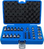 Conjunto de Encaixes Torx e Perfil E | 3/8" | T10 - T60 + E4 - E20 | 34 peças