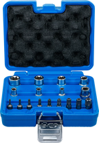 Conjunto de chaves de caixa e de pontas | Perfil em E / Perfil em T (para Torx) | 17 peças