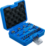Conjunto de chaves de caixa e de pontas | Perfil em E / Perfil em T (para Torx) | 17 peças
