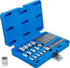 Conjunto de chaves de caixa e de pontas | Perfil em E / Perfil em T (para Torx) | 30 peças