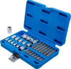 Conjunto de chaves de caixa e de pontas | Perfil em E / Perfil em T (para Torx) | 30 peças