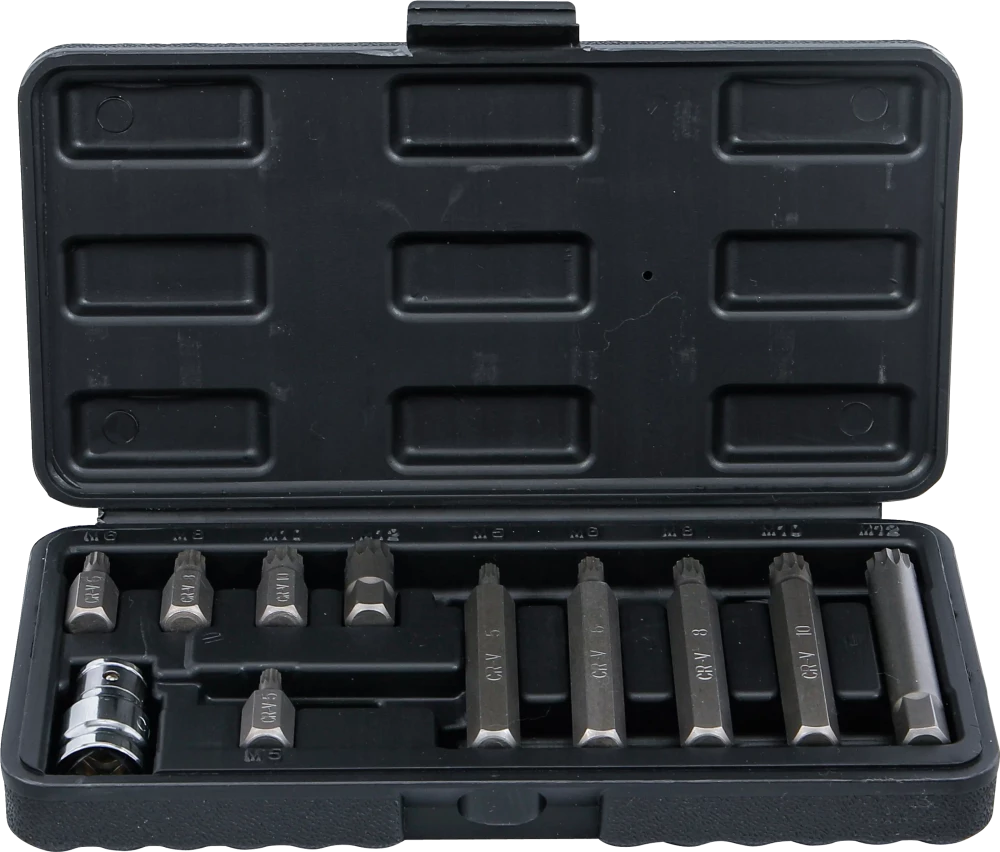 Conjunto de pontas | Entrada de sextavado externo 10 mm (3/8") | Dente interno polivalente (para XZN) | 11 peças