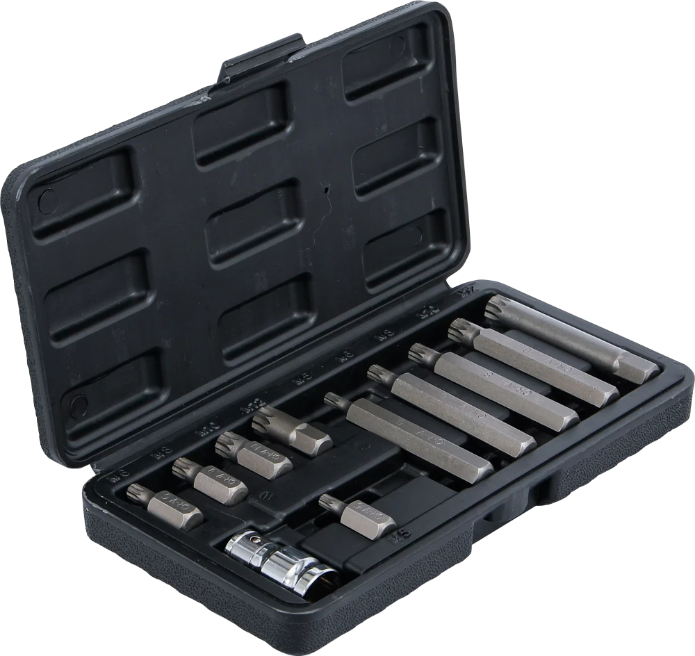 Conjunto de pontas | Entrada de sextavado externo 10 mm (3/8") | Dente interno polivalente (para XZN) | 11 peças