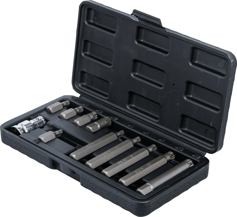 Conjunto de pontas | Entrada de sextavado externo 10 mm (3/8") | Dente interno polivalente (para XZN) | 11 peças