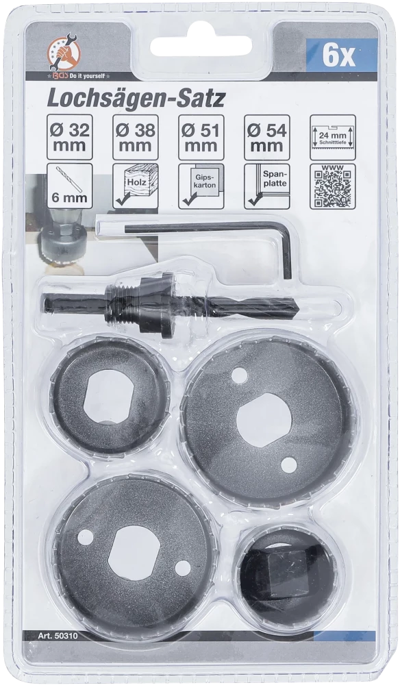 Conjunto de serras de copo | Ø 32 - 54 mm | Profundidade 24 mm | 6 peças