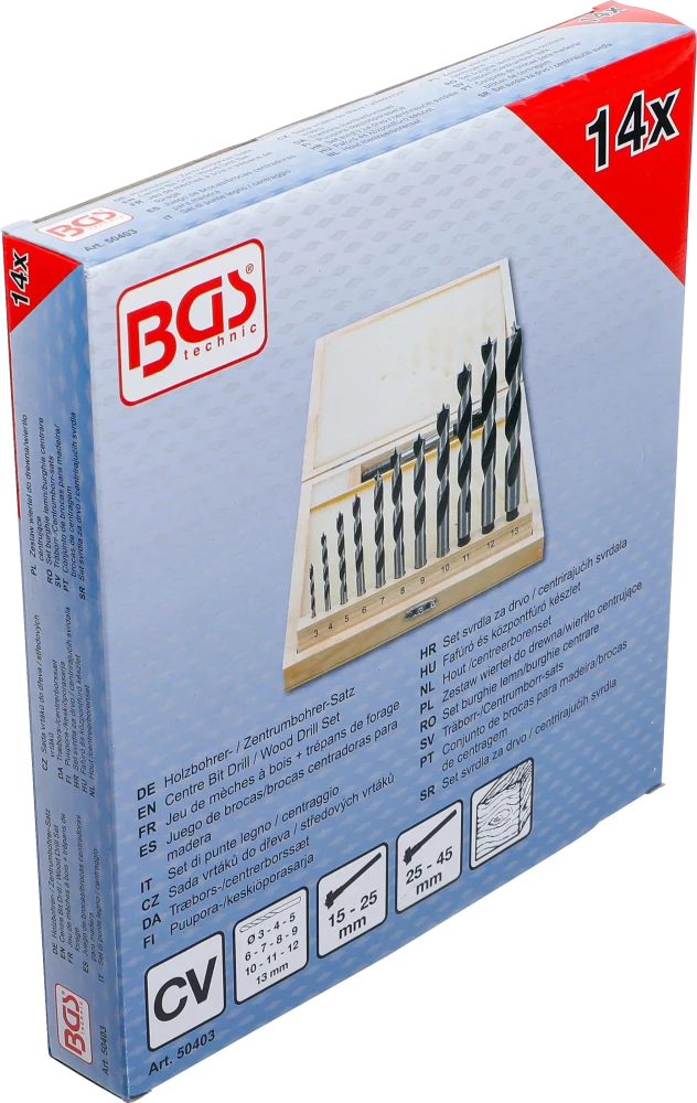Conjunto de brocas para madeira/brocas de centragem | 14 peças