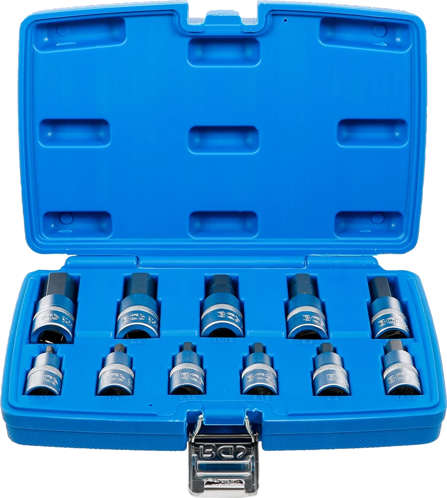 Conjunto de Encaixes para Pontas | Sextavado Interno em Polegadas | 1/2" | 11 peças