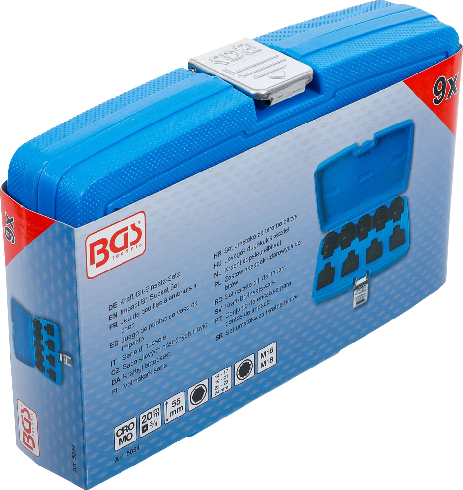 Conjunto de Encaixes de Impacto | Sextavado Interno, XZN | 3/4" | 9 peças