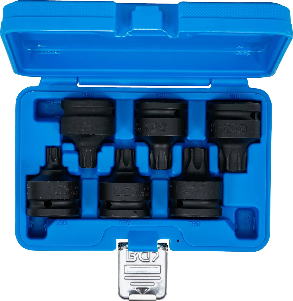 Conjunto de Encaixes de Impacto Torx | 3/4" | T55 - T100 | 6 peças