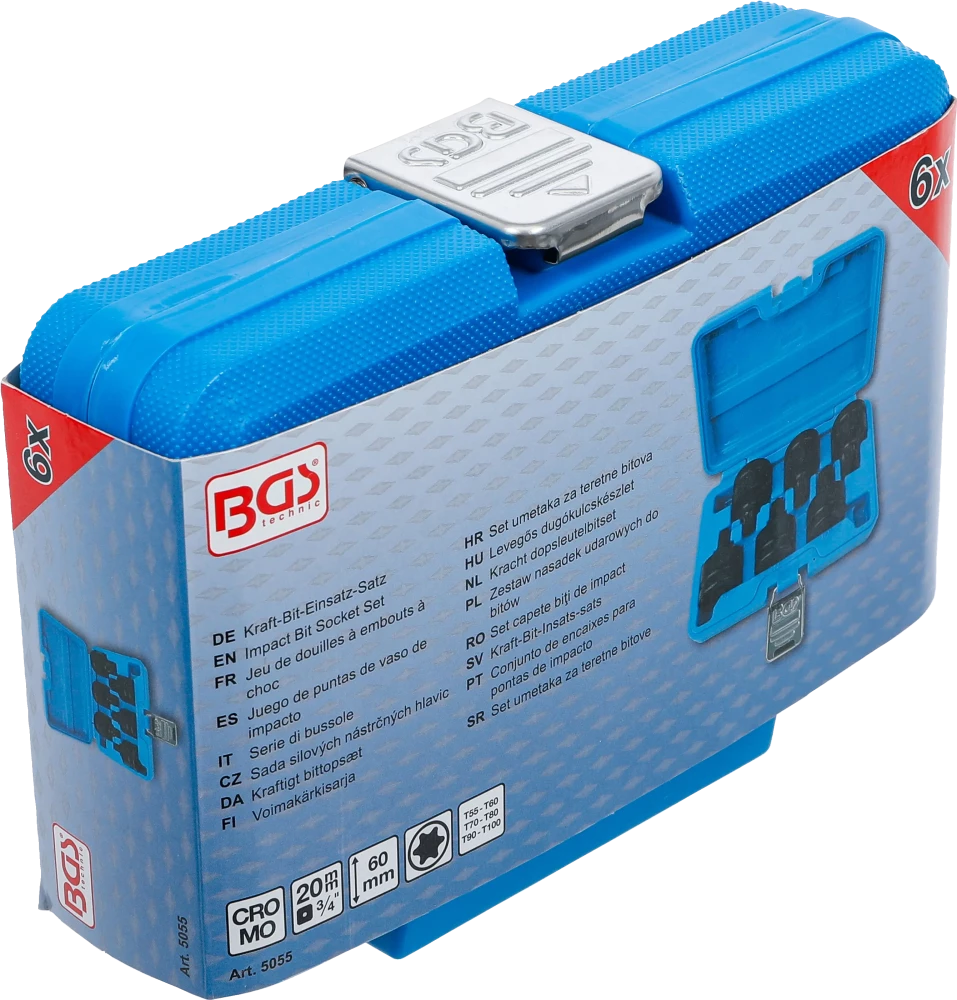 Conjunto de Encaixes de Impacto Torx | 3/4" | T55 - T100 | 6 peças