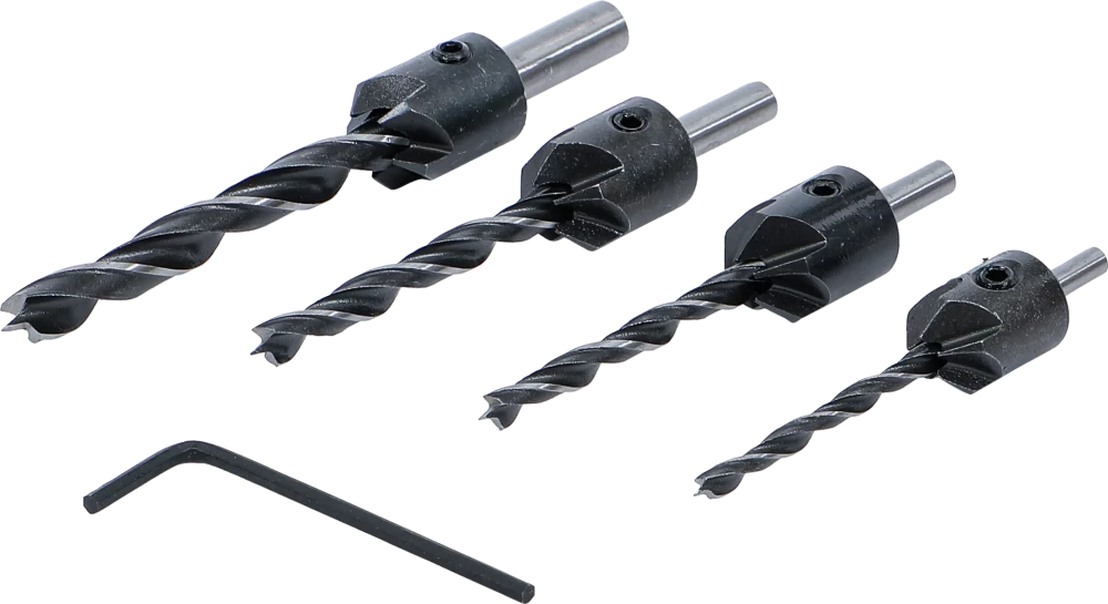 Conjunto de brocas para madeira com escareador | 4 peças