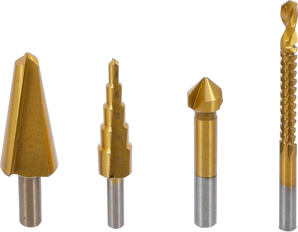 Conjunto de brocas múltiplas | HSS-G | de nitrato de titânio | 4 peças