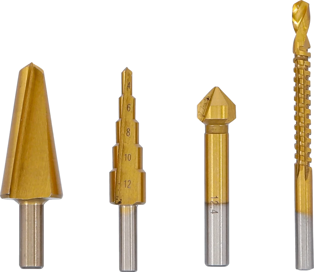 Conjunto de brocas múltiplas | HSS-G | de nitrato de titânio | 4 peças