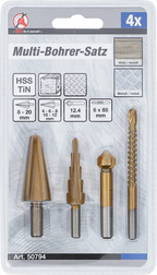 Conjunto de brocas múltiplas | HSS-G | de nitrato de titânio | 4 peças