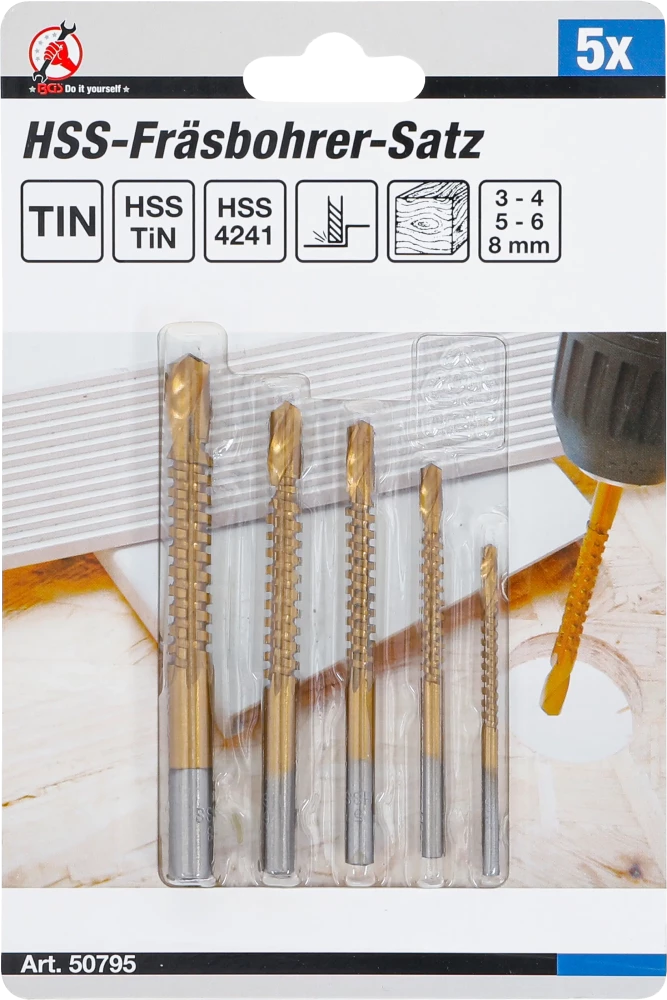 Conjunto de brocas de fresa de HSS | de nitrato de titânio | 3 - 8 mm | 5 peças