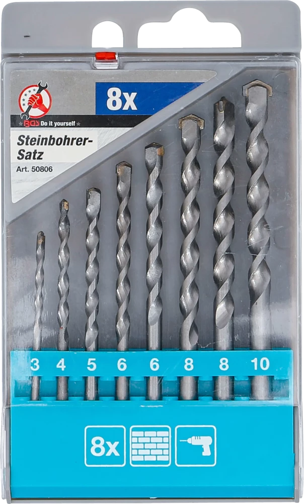 Conjunto de brocas para alvenaria | 3 - 10 mm | 8 peças