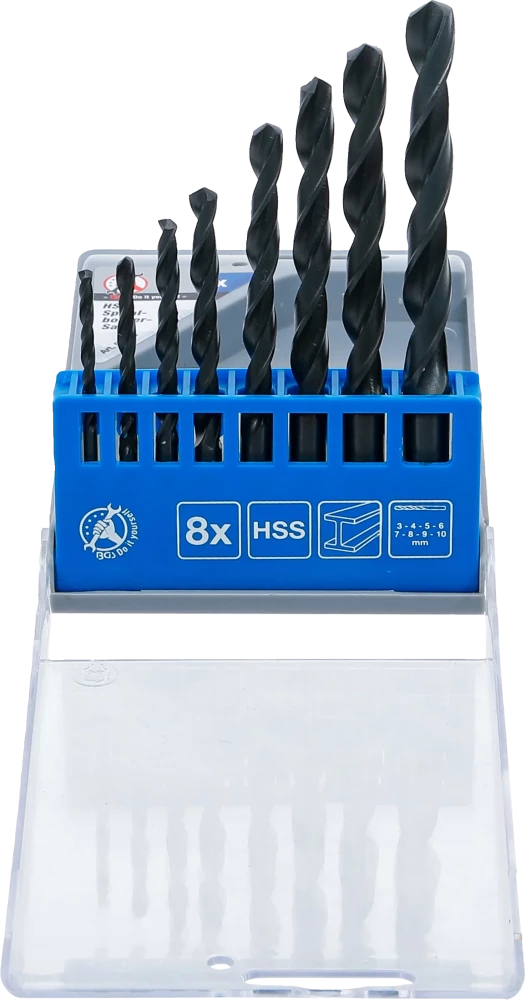 Conjunto de brocas helicoidais de HSS | 3 - 10 mm | 8 peças