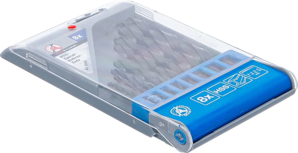 Conjunto de brocas helicoidais de HSS | 3 - 10 mm | 8 peças