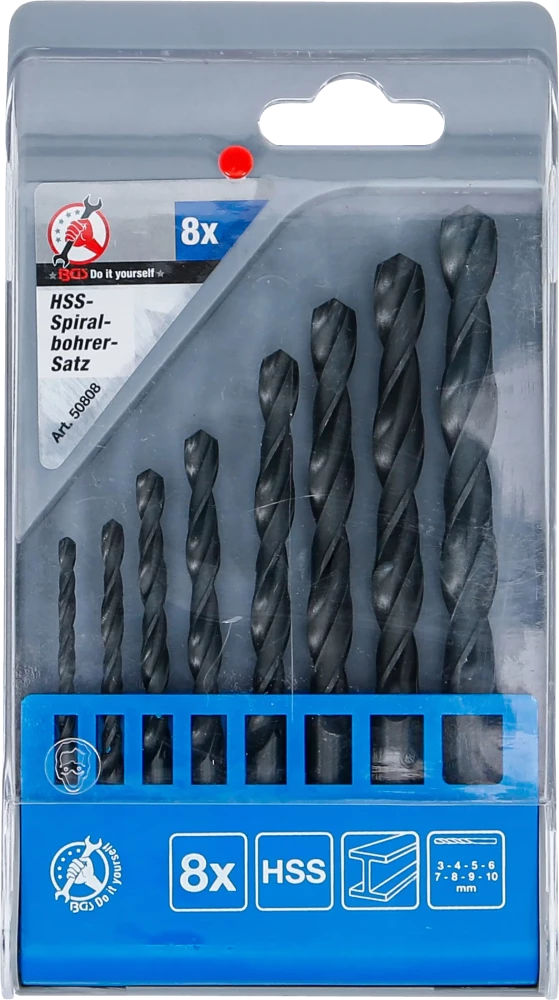 Conjunto de brocas helicoidais de HSS | 3 - 10 mm | 8 peças