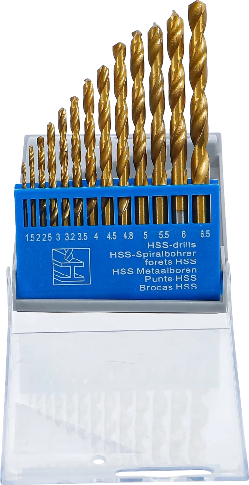 Conjunto de brocas helicoidais de HSS | de nitrato de titânio | 1,5 - 6,5 mm | 13 peças