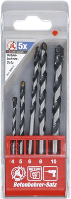 Conjunto de brocas para betão | 4 - 10 mm | 5 peças